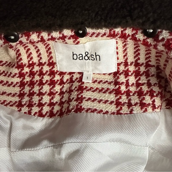 ba&sh Red and Cream Plaid Bomber Jacket - Picture 13 of 16